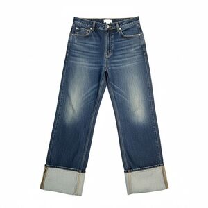 H&M Wide Leg Wonder Straight, Cropped Turn-Up Jeans Size 14